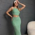Askılı Triko Kumaş İçi Astarlı Takım Yeşil