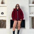 Aviator Teddy Ceket Bordo