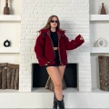 Aviator Teddy Ceket Bordo