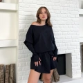 Bel Kuşak Detaylı İçi Şortlu Elbise Siyah