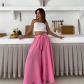 Bel Kuşak Detaylı Pantolon Etek Pembe