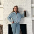 Bel Lastik Detay Denim Vibe ceket Mavi