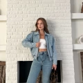 Bel Lastik Detay Denim Vibe ceket Mavi