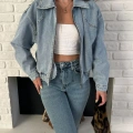 Bel Lastik Detay Denim Vibe ceket Mavi