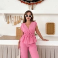 Bel Lastikli Bağlama Detaylı Takım Pembe