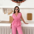 Bel Lastikli Bağlama Detaylı Takım Pembe