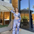 Bel Lastikli Rahat Kalıp Bağlama Detaylı Bikini Üstü Takım Lila