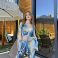 Bel Lastikli Rahat Kalıp Bağlama Detaylı Bikini Üstü Takım MAvi