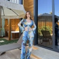 Bel Lastikli Rahat Kalıp Bağlama Detaylı Bikini Üstü Takım MAvi