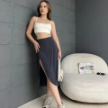 Bel Lastikli Şortlu Etek Füme