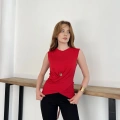 Bel Pencere Detaylı Bluz Kırmızı