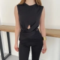 Bel Pencere Detaylı Bluz Siyah