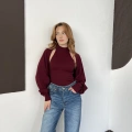 Bolero Detaylı Triko Takım Bordo