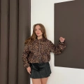 Bomber Kaşe Ceket Leopar