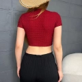 Bürümcük Kumaş Crop Kırmızı