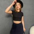 Bürümcük Kumaş Crop Siyah