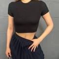 Bürümcük Kumaş Crop Siyah