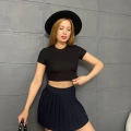 Bürümcük Kumaş Crop Siyah