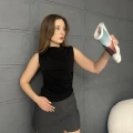 Büzgü Detay Dik Yaka Bluz Siyah