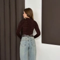 Büzgü Detay Sandy Bluz Acı Kahve