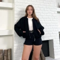 Cep Detaylı Kısa Kaşe Ceket Siyah