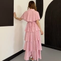 Çicek Desenli Katkat Pelerinli Elbise Pembe