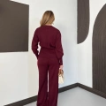 Çift Fermuar Detaylı Triko Takım Bordo