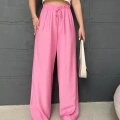 Çilek Kumaş Salaş Pantolon Pembe