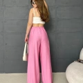 Çilek Kumaş Salaş Pantolon Pembe
