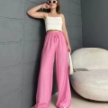 Çilek Kumaş Salaş Pantolon Pembe