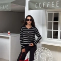 Çizgi Desen Yumoş Kumaş Bluz