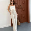 Çizgi Detaylı Pantolon Bej