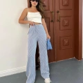 Çizgi Detaylı Pantolon Mavi