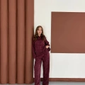 Desenli Gömlek-Pantolon Takım Bordo