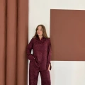 Desenli Gömlek-Pantolon Takım Bordo