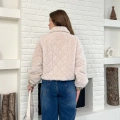 Desenlı Yumoş Fermuarlı Ceket Pudra Pembe