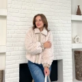 Desenlı Yumoş Fermuarlı Ceket Pudra Pembe
