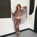 Dijital Baskı Asimetrik Bikini Üstü Takım Leopar