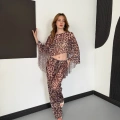 Dijital Baskı Asimetrik Bikini Üstü Takım Leopar
