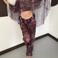 Dijital Baskı Asimetrik Bikini Üstü Takım Mürdüm