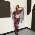 Dijital Baskı Asimetrik Bikini Üstü Takım Mürdüm
