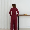Dik Yaka Pantolonlu Takım Bordo