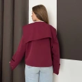 Düğme Detay Bebe Yaka Kısa Ceket Bordo