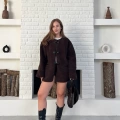 Düğme Detay Teddy Oversize Ceket Kahverengi