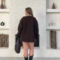 Düğme Detay Teddy Oversize Ceket Kahverengi