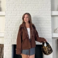 Düğme Detay Urban Rain Yağmurluk Kahverengi