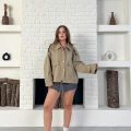 Düğme Detay Urban Rain Yağmurluk Krem