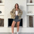 Düğme Detay Urban Rain Yağmurluk Krem