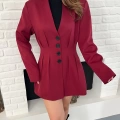Düğme Detaylı Ceket Elbise Bordo