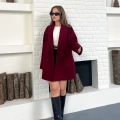 Düğme Detaylı Kaşe Ceket Bordo